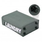 Corner Slim Foldable Oxford Cloth Laundry Basket Bin Mesh Drawstring Dirty Clothes Hamper with 4 Support Rods Universal Wheels--Beige