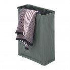 Corner Slim Foldable Oxford Cloth Laundry Basket Bin Mesh Drawstring Dirty Clothes Hamper with 4 Support Rods Universal Wheels--Beige