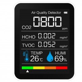 Carbon Dioxide Detector Temperature/Humidity Air Quality Monitor Digital CO2 Meter Formaldehyde Detector Air Analyzer for CO2/HCHO/TVOC Accurate Tester Kit