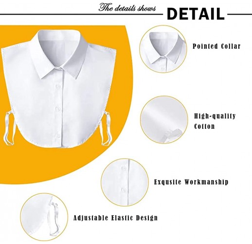 Women's Detachable Collar - Stylish Collar Tops, Cotton Half Shirt Blouse, Faux Collar Shirt, Elegant Collar Blouse