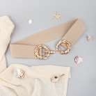 Women's Decoration Wide Simple Waist Decoration Round Metal Button-down Belt Matching Dress Son Suit Jacket Waist Retraction Elastic Waist Seal