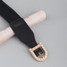 New Retro Fashion Women's Perforation-free Belt Pearl Needle Buckle Elastic Elastic Belt