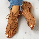 Cutout Sandals Women Fashion Low Heel Lace-up Shoes Summer