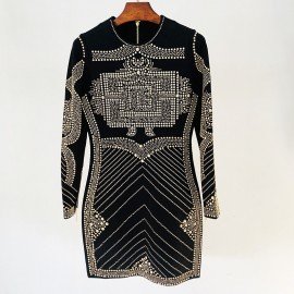 Metal Elastic Tight Long-sleeved Dress