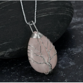 Celtic Tree Of Life Pendant & Chain On Teardrop Semi-Precious Stone