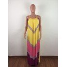 Sexy Four-sided Stretch Digital Printing Loose Strap Multi-color Dress