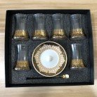 Gold Red Heat Resistant Tea Cup Glass Coffee Mug Set