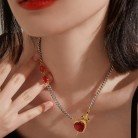 Women's Fashionable Simple Ruby Heart Necklace