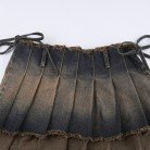 Retro Vintage Blue Hot Girl Low Waist Slim A-line Skirt