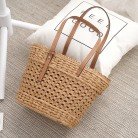 Large Capacity Fashion Urban Simple White Khaki Straw Braided Bag