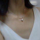 Grey Pearl Necklace Women's 18K White Gold Plated Zircon V-shaped Clavicle Chain