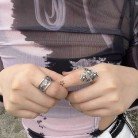 Texture Dark Punk Retro Vintage Vintage Small Star Adjustable Ring