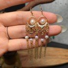 Natural Pearl Classic Tassel Style Auspicious Earrings