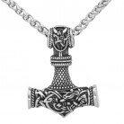 Nordic Vikings Hammer Rune Pendant Necklace Male