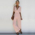 Plus Size Slimming And Wide Leg Casual Lace Up Corset Jumpsuit