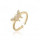 Simple And Lovely Small Butterfly Copper Plated Gold Color Retaining Ring