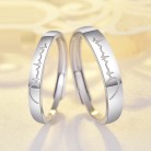 925 Silver Creative Student Heart Couple Ring ECG Ring