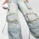 Washed And Torn Work Clothes Jeans