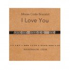 Stainless Steel Black Gallstone Beaded Couple Hand Woven Card Morse Code Bracelet